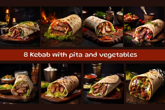 Kebab with pita and vegetables