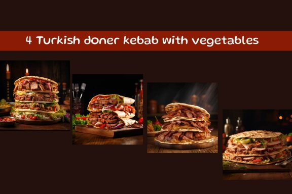 Turkish doner kebab with vegetables