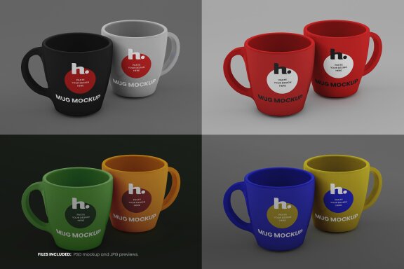Ceramic Mugs Mockup vol004