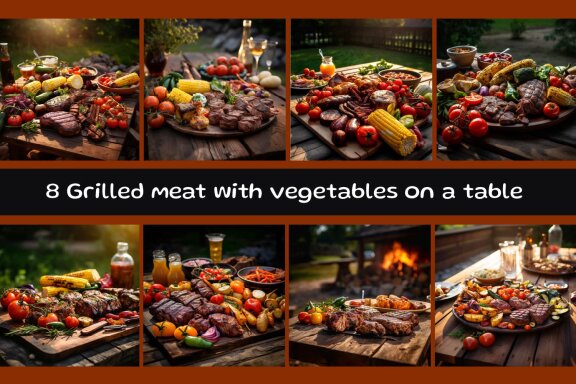 Grilled meat with vegetables on a table