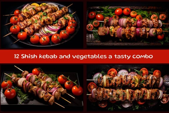 Shish kebab and vegetables a tasty combo