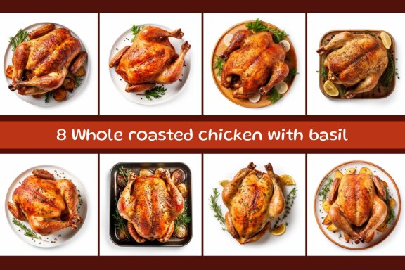 Whole roasted chicken with basil