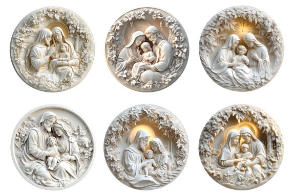Holy Family Ceramic Style Clipart Bundle
