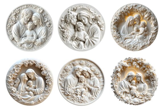 Holy Family Ceramic Style Clipart Bundle