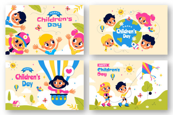 9 Happy Children's Day Vector Illustration