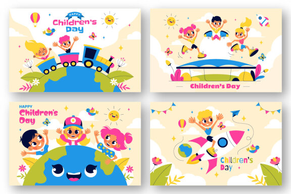 9 Happy Children's Day Vector Illustration