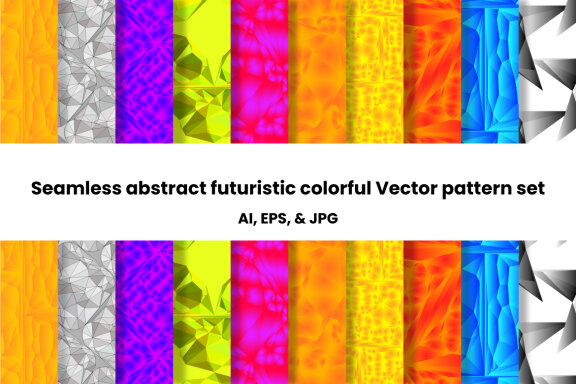 Seamless abstract futuristic colorful Vector pattern set