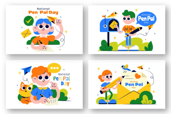 8 National Pen Pal Day Illustration