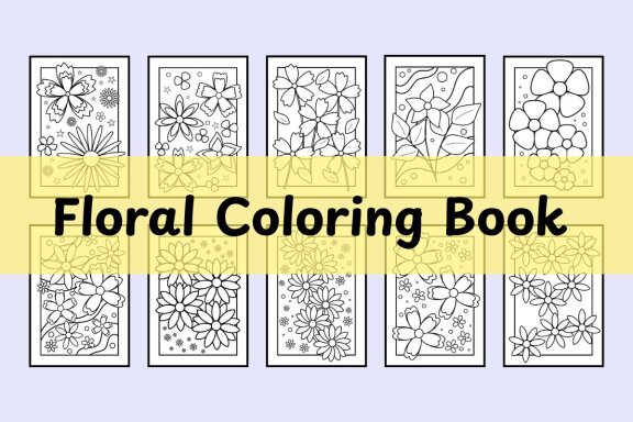 20 Pages floral coloring book