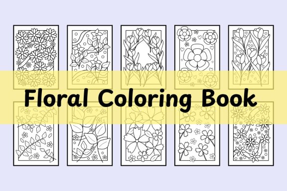 20 Pages floral coloring book