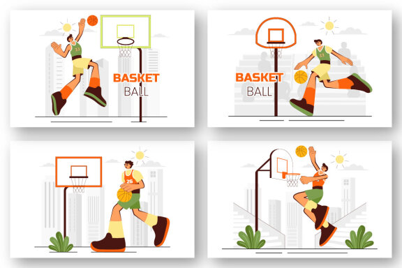 9 Playing Basketball Illustration