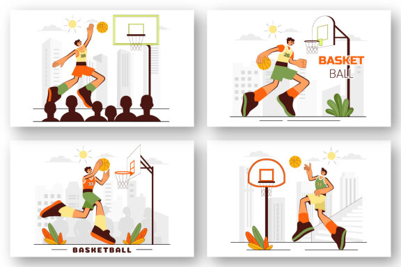 9 Playing Basketball Illustration