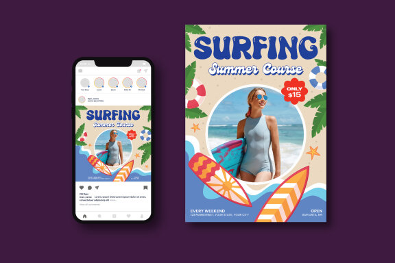 Surfing Lesson Flyer