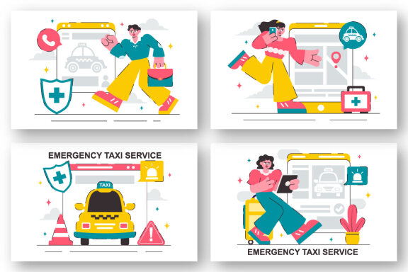10 Emergency Taxi Service Illustration