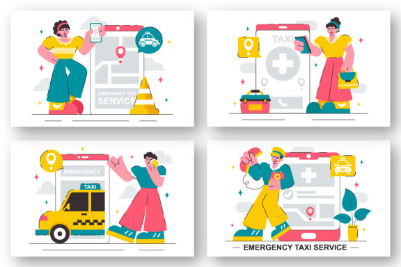 10 Emergency Taxi Service Illustration