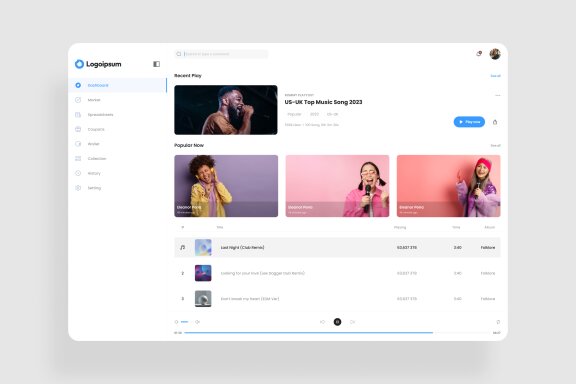 Music Play Dashboard UI Kit