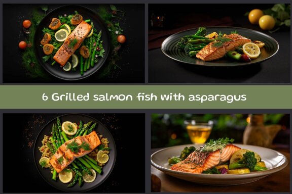 Grilled salmon fish with asparagus