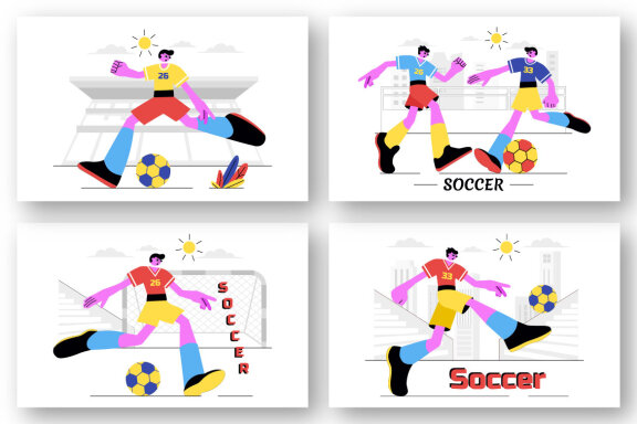 9 Soccer Sports Vector Illustration