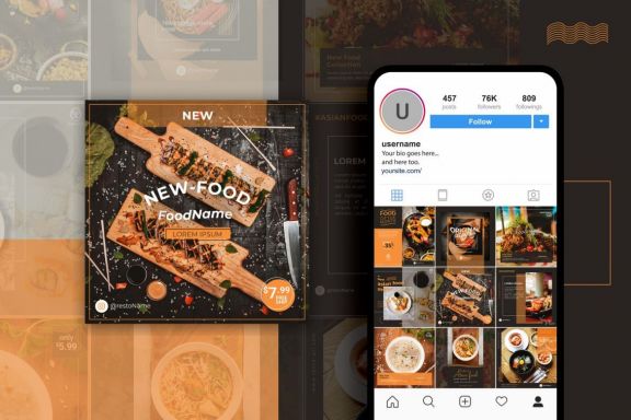 Asian food instagram post templates 9-in-1 bundle