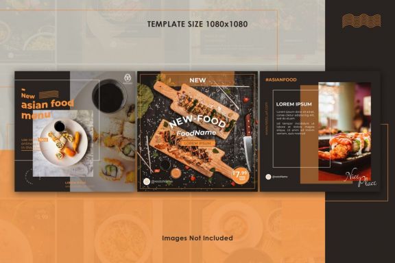 Asian food instagram post templates 9-in-1 bundle