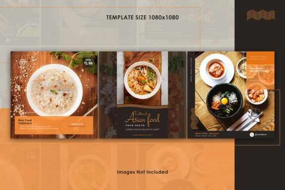 Asian food instagram post templates 9-in-1 bundle