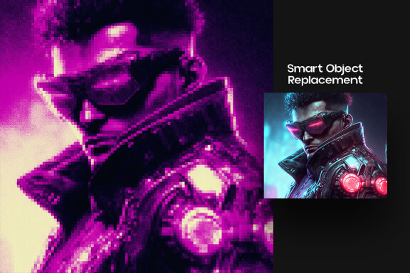 Neon Pixels Square And Poster Effect