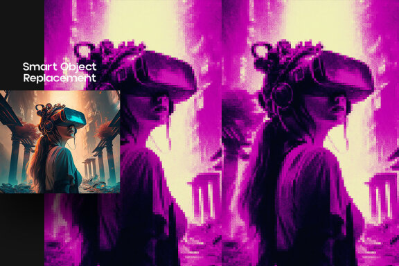 Neon Pixels Square And Poster Effect