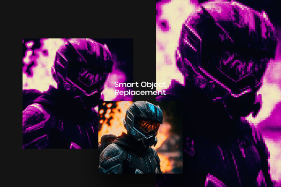 Neon Pixels Square And Poster Effect