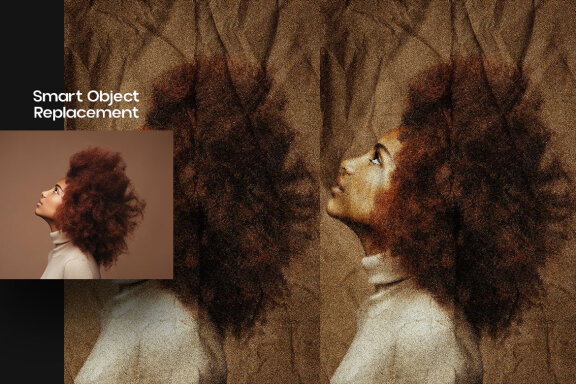 Retro Crinkled Paper Square And Poster Effect