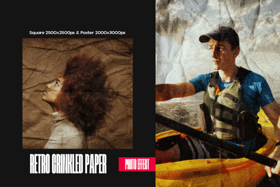 Retro Crinkled Paper Square And Poster Effect