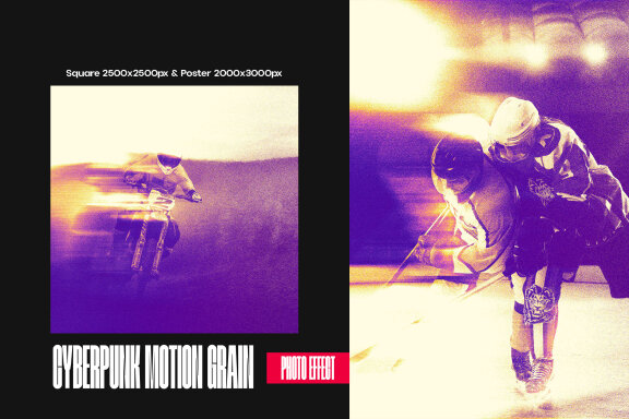 Cyberpunk Motion Grain Square And Poster Effect