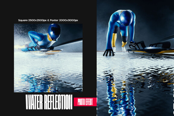 Water Reflection Square And Poster Effect