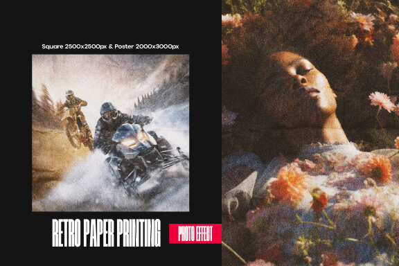 Retro Paper Printing  Square And Poster Effect