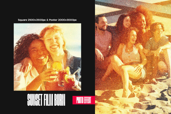 Sunset Film Burn Square And Poster Effect