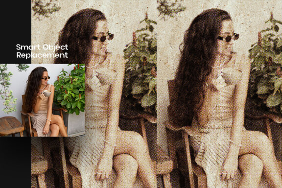 Retro Magazine Square And Poster Effect