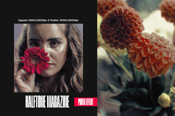 Halftone Magazine Square And Poster Effect