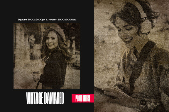 Vintage Damaged Square And Poster Effect