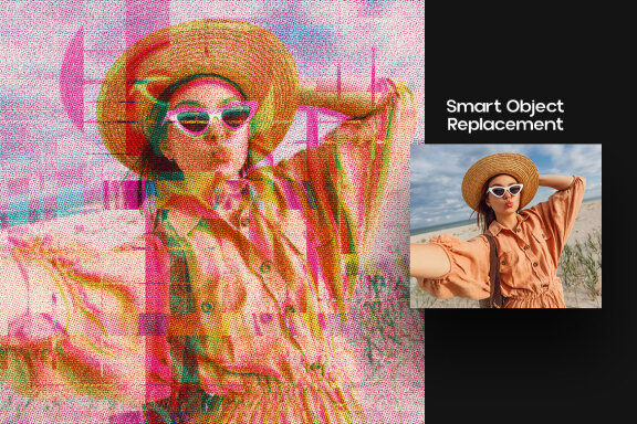 Matrix Halftone Glitch Square And Poster Effect