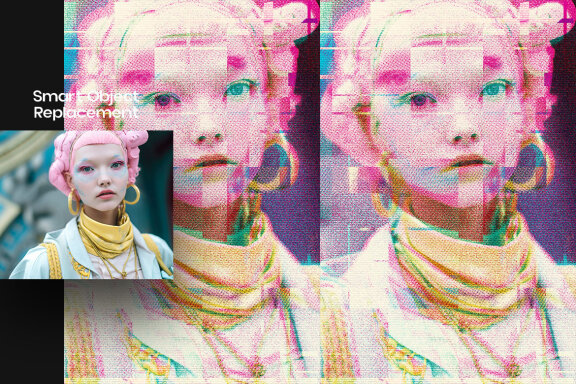 Matrix Halftone Glitch Square And Poster Effect