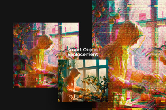 Matrix Halftone Glitch Square And Poster Effect