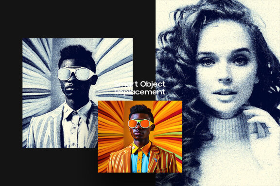 Printed Grain Square And Poster Effect