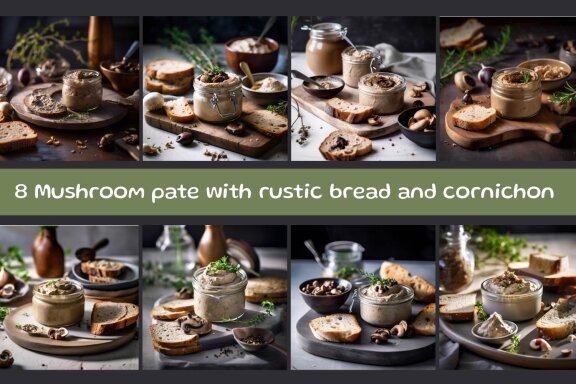 Mushroom pate with rustic bread and cornichon