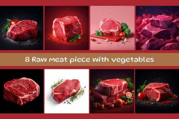 Raw meat piece with vegetables