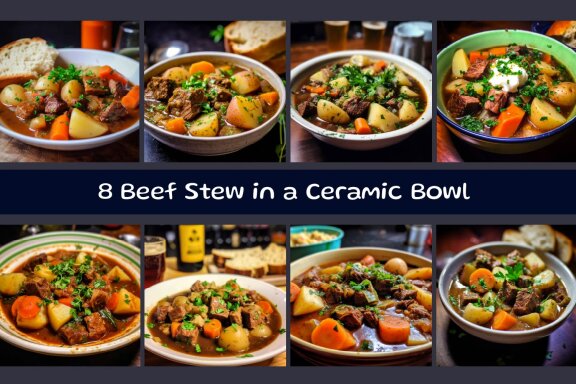 Beef Stew in a Ceramic Bowl