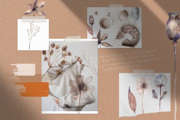 Watercolor dried plants