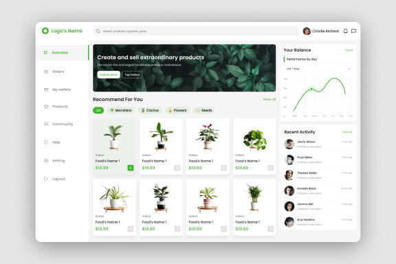 Plant Shop Dashboard UI Kit