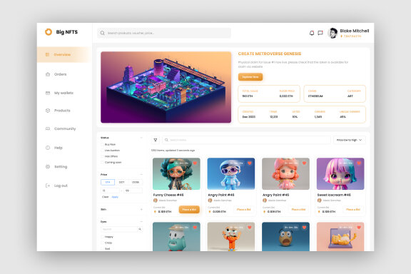 NFT Marketplace Dashboard UI Kit