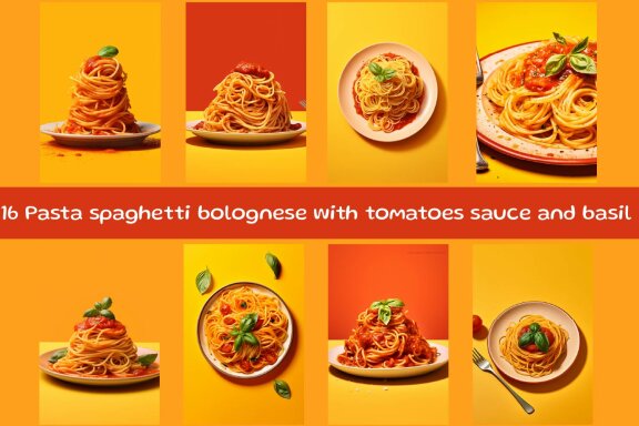 Pasta spaghetti bolognese with tomatoes sauce and basil