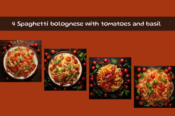 Spaghetti bolognese with tomatoes and basil