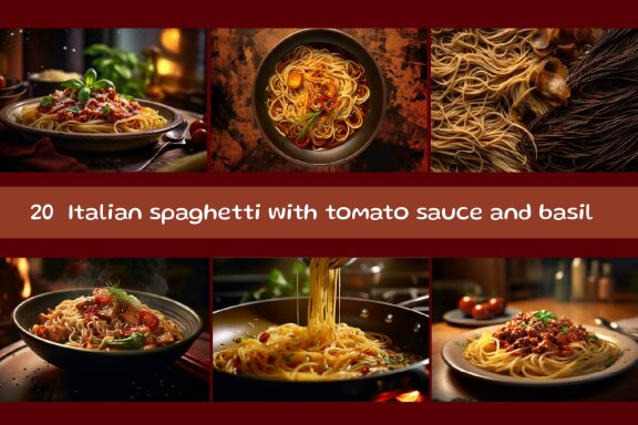 Italian spaghetti with tomato sauce and basil